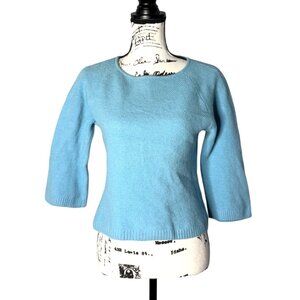 St. John Women's Knit Wool Pullover Sweater 3/4 Bell Sleeve Blue Size 2